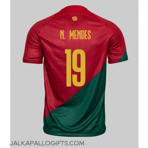 Portugali Nuno Mendes #19 Kotipaita MM-kisat 2022 Lyhythihainen